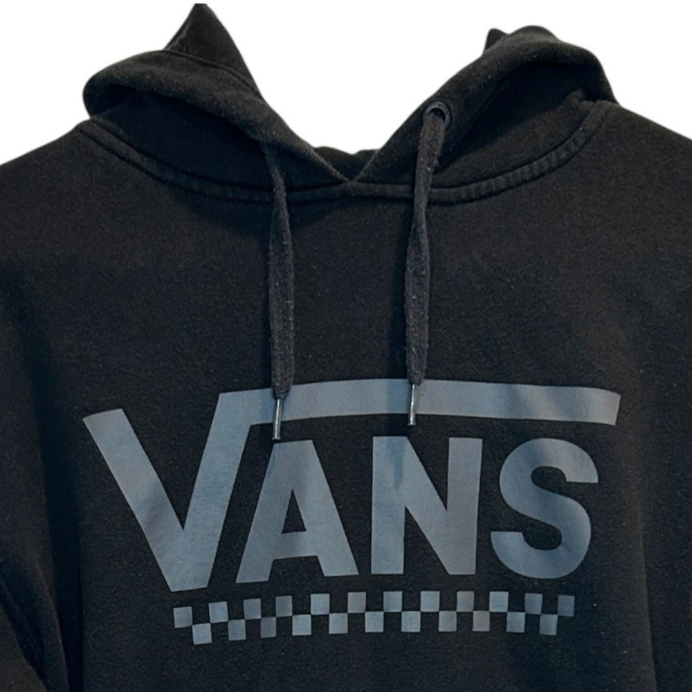 Vans Men's Black Logo Checkerboard‎ Fleece Pullover Hoodie Sweatshirt Medium